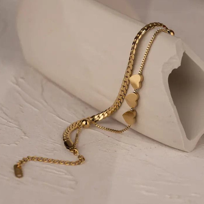 Triple Heart Layered Bracelet