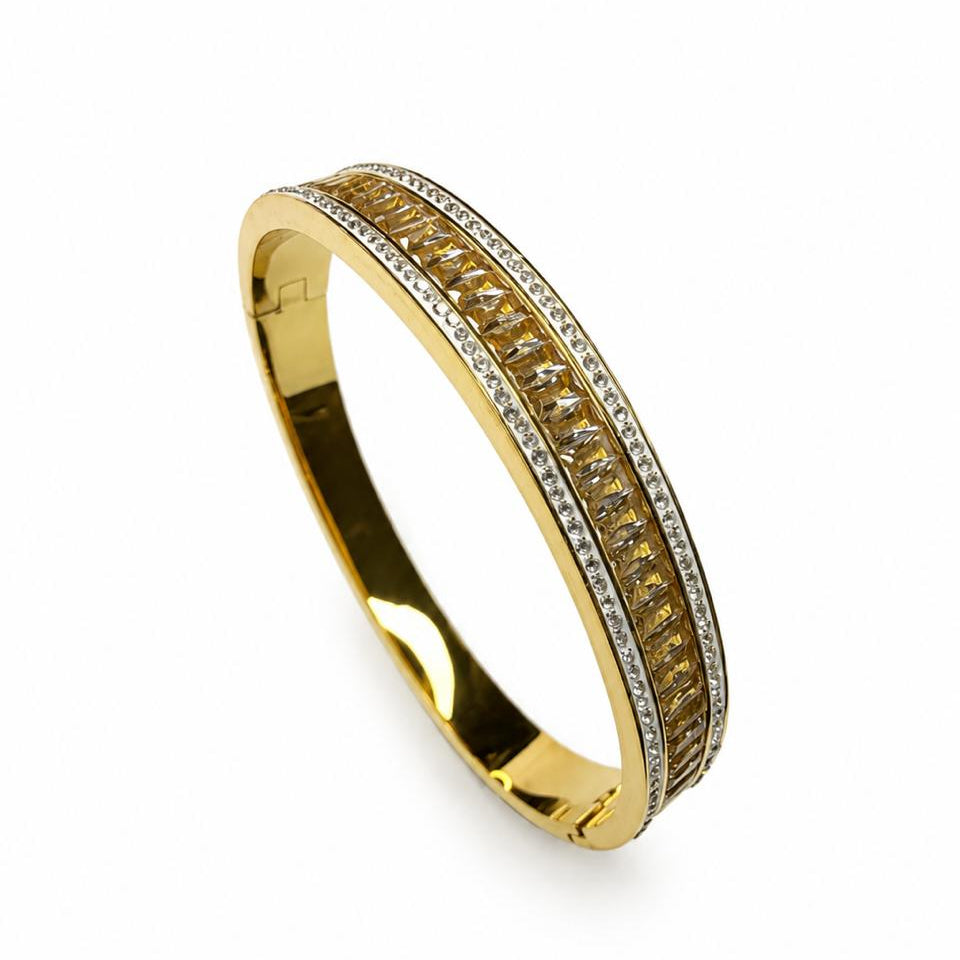 Zircon Gold bangle,18k palited crafted