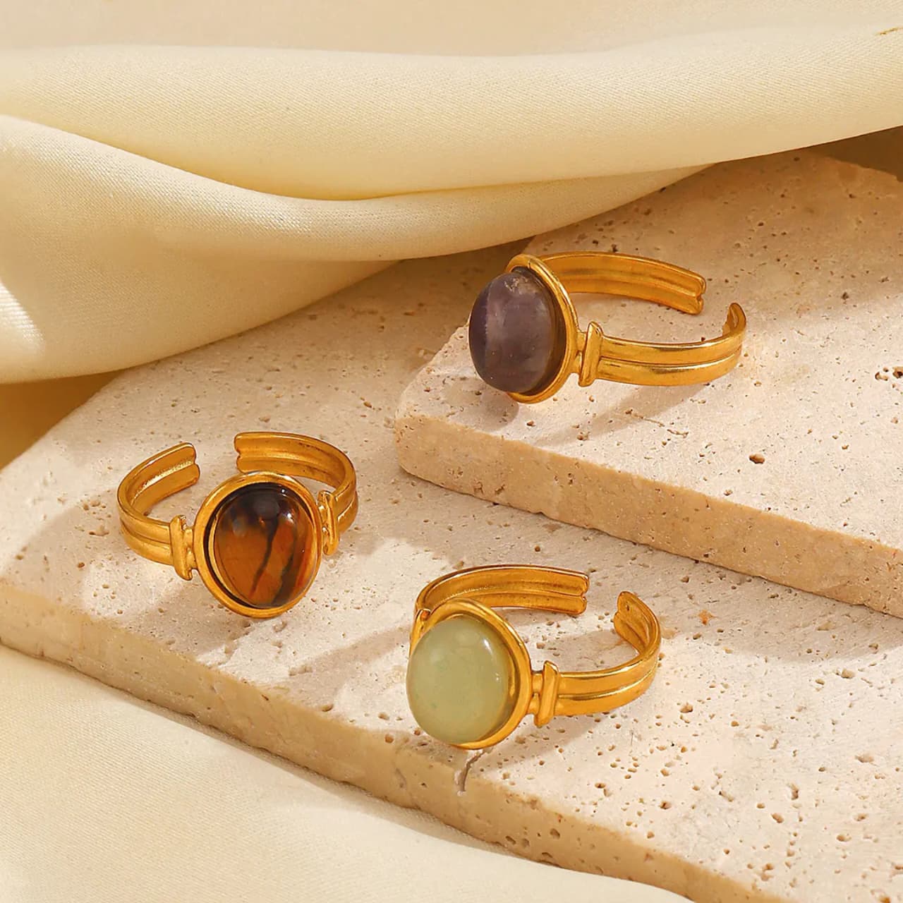 Natural Stone Adjustable Ring
