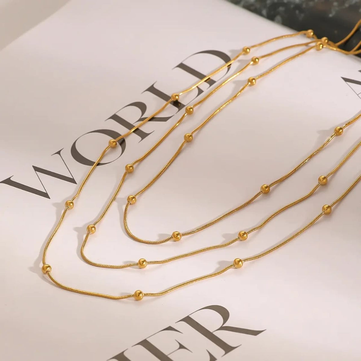 Three Layer boll chain Necklace