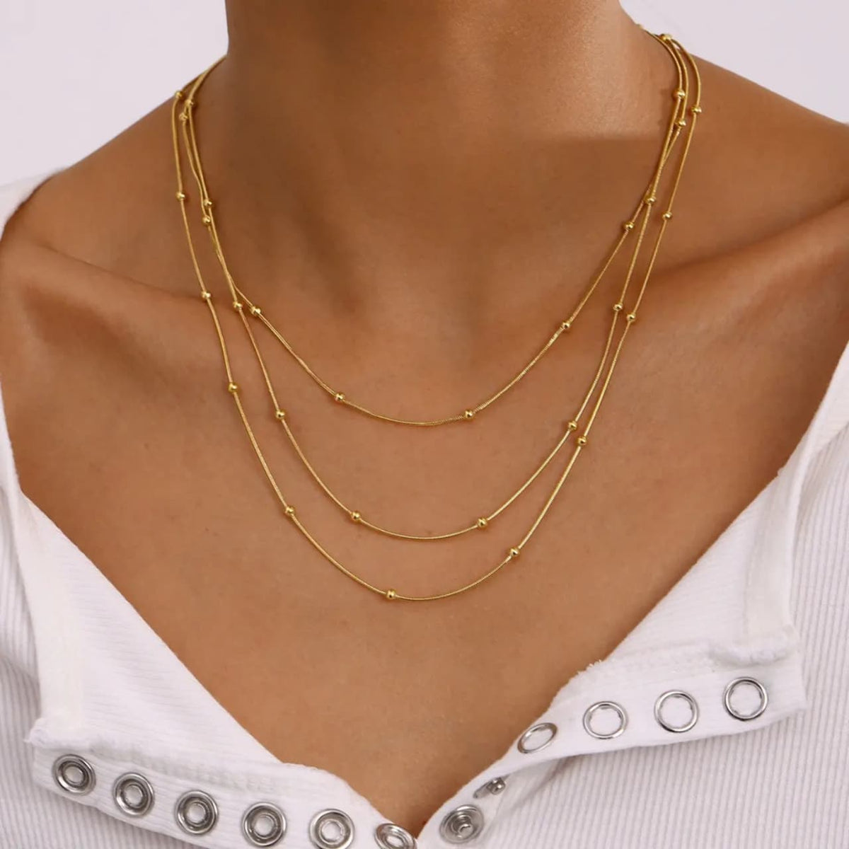 Three Layer boll chain Necklace