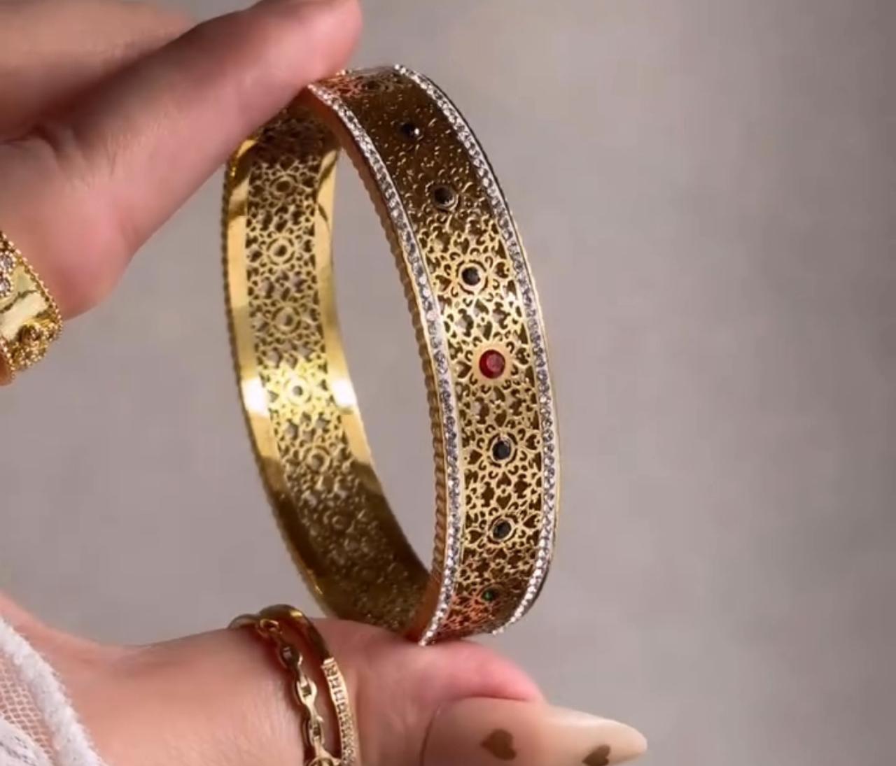 18k Gold Plated Multi stone Bangel