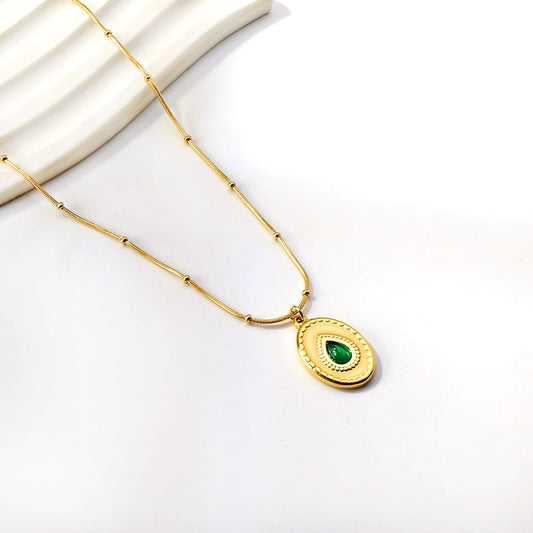 Elegant Green Drop Pendant Necklace