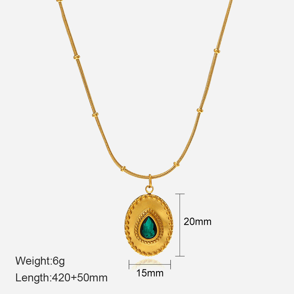 Elegant Green Drop Pendant Necklace