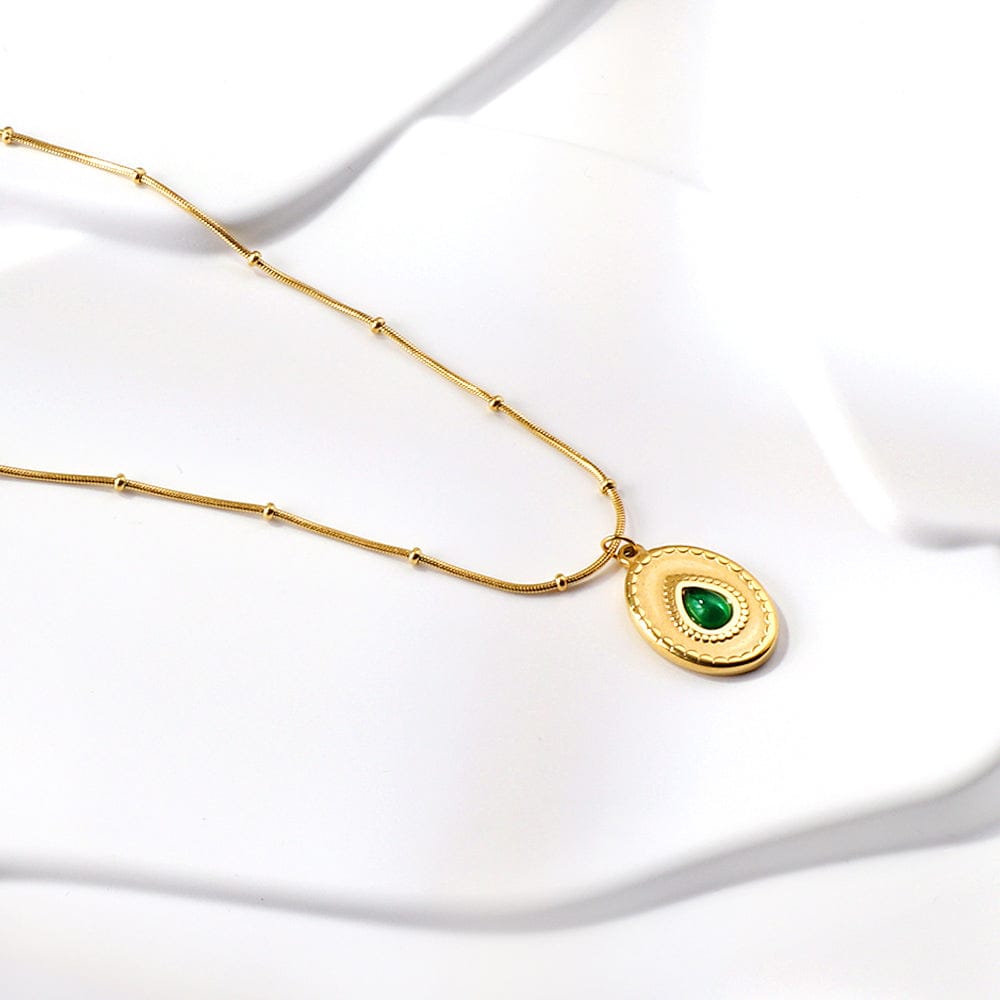 Elegant Green Drop Pendant Necklace