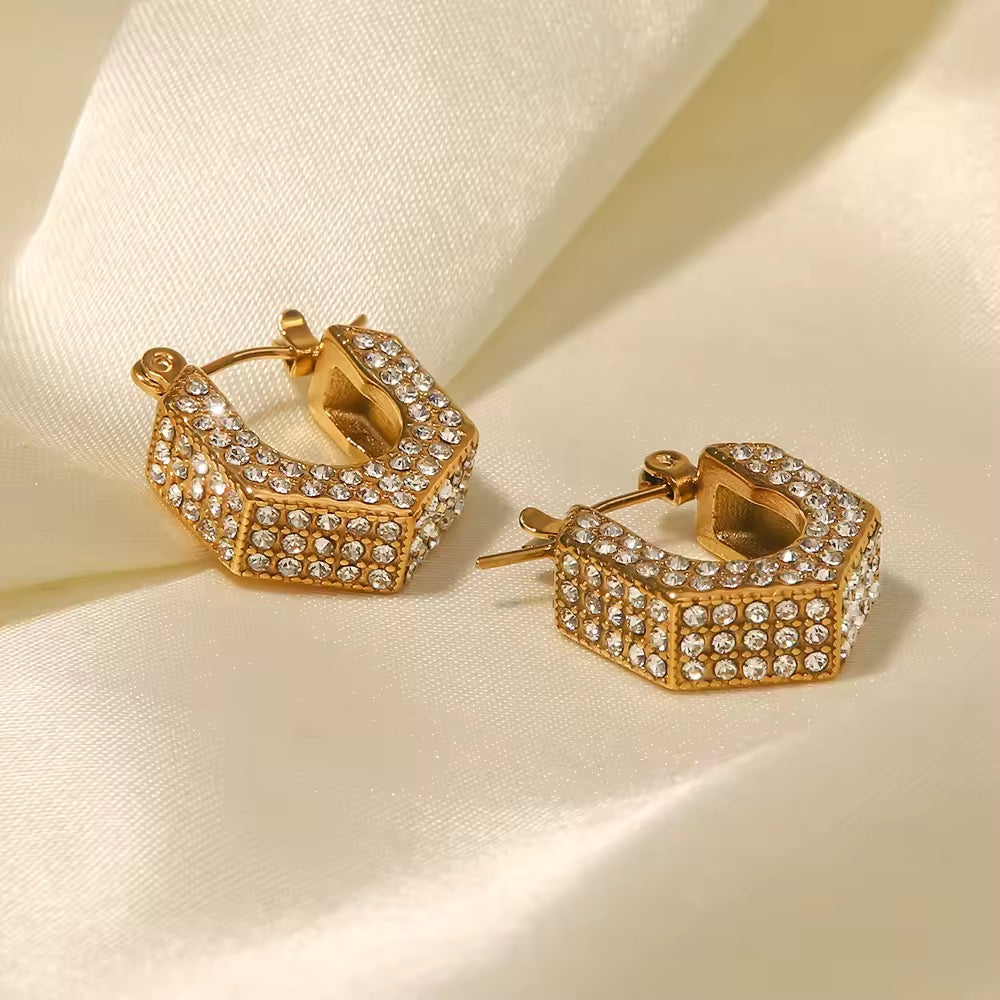 Crystal Hexagon Hoops