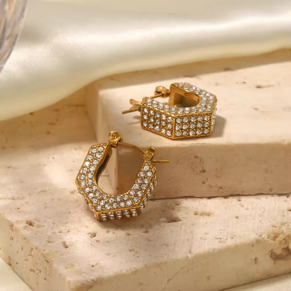 Crystal Hexagon Hoops