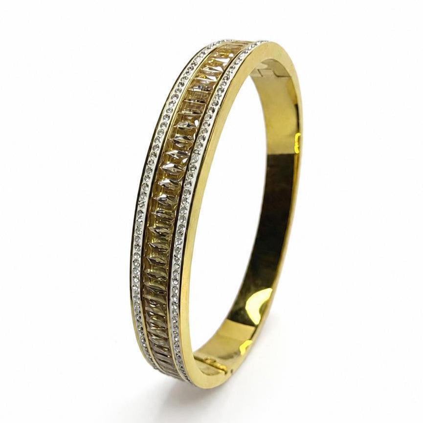 Zircon Gold bangle,18k palited crafted