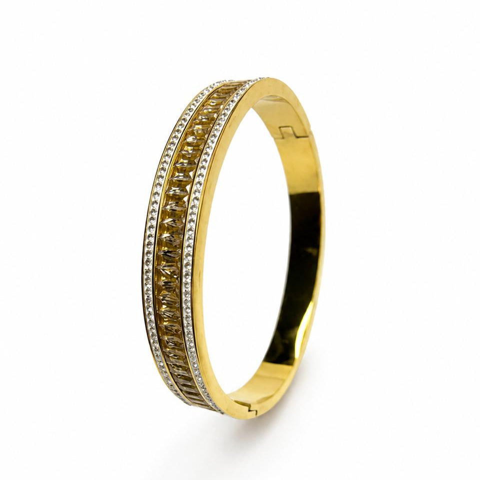 Zircon Gold bangle,18k palited crafted