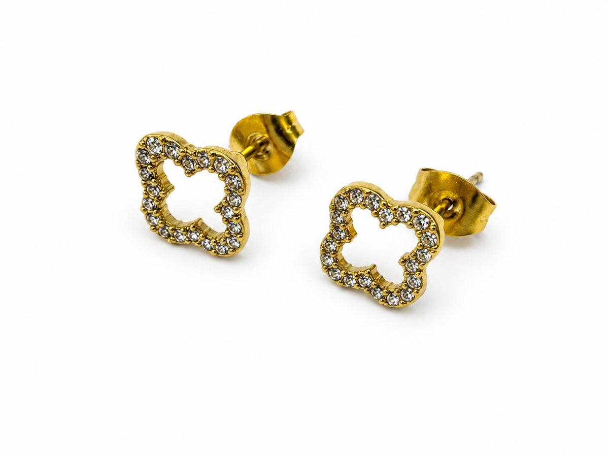 Hollow Clover Studded Studs