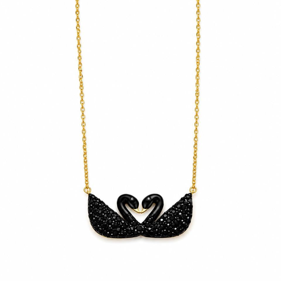 Double Swan black Necklace
